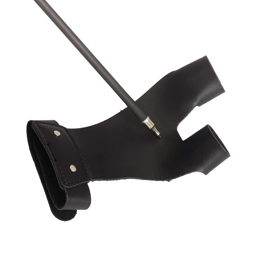 SOPOGER Archery Shooting Glove Hand Guard Finger Protector Youth Adult Protective Leather Finger Guard Left Hand for Traditional Recurve Compund Bow Outdoor Hunting Practice