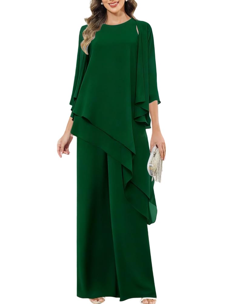 shownicer Completo Donna Elegante Tailleur Donna Eleganti Tuta in Chiffon 3 Pezzi Set Curvy Completo da Cerimonia Madre della Sposa Abiti Taglia Grande