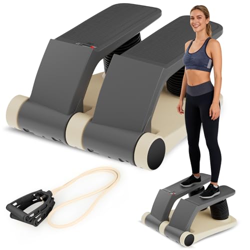 Image of Air Stepper Exercise Machine with Resistance Bands, 5-Level Adjustable Resistance, 300 lb Capacity Stair Stepper with LED Monitor, Low-Impact Home Cardio and Full Body Workout Equipment