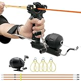 Hunting Fishing Slingshot Professional Hunting Fishing Folding Slingshot Adult Fishing Reel Three Rubber Bands Three Arrow Wrist Support Slingshot (Type A)