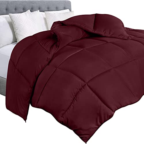 Image of Utopia Bedding King Comforter Duvet Insert, Quilted Burgundy Comforter with Corner Tabs, Box Stitched Down Alternative Comforters King Size 90 x 102 inches
