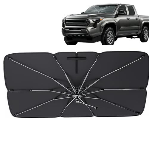 [2026 Upgrade] Windshield Sun Shade Umbrella for Toyota Tacoma/Chevy Silverado 2000-2026 Windshield…