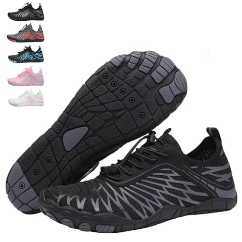 Hiking shoes barefoot men and women, barefoot wide toe shoes, breathable, lightweight, non-slip grounding all-round barefoot shoes,46,Black