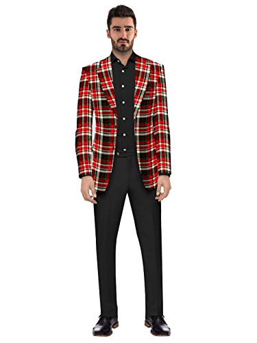 Men's Plaid Blazer 2 Button Lightweight Regular Fit Checked Plaid Suit Sport Coat Jacket Casual Daily Jacket Sport Coat