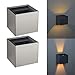 Produktbild Trango 2er Pack 8015-02S IP44 Up & Down Wandstrahler *FLEX* in Eckig aus Edelstahl gebürstet inkl. je 1x 3.5 Watt G9 LED Leuchtmittel mit einstellbar Abstrahlwinkel innen & außen Strahler Wandleuchte