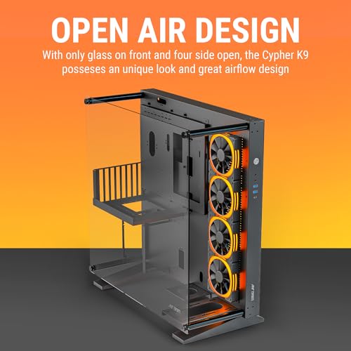 Image of Ant Esports Cypher K9 Full-Tower ATX Open-Frame Computer Case /Gaming Cabinet - Black | Support Micro-ATX, Mini-ITX | Pre-Installed 4 ARGB-PWM Remote Controlled Fans