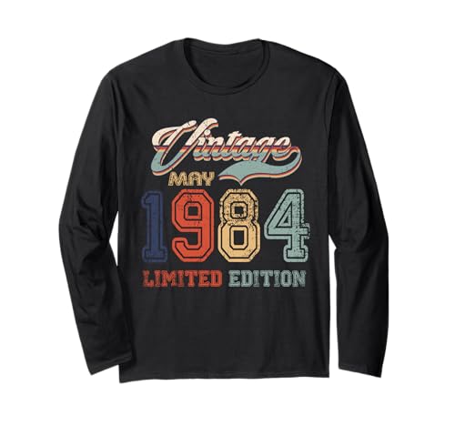 41 Years Old Retro Vintage May 1984 Funny 41st Birthday Maglia a Manica