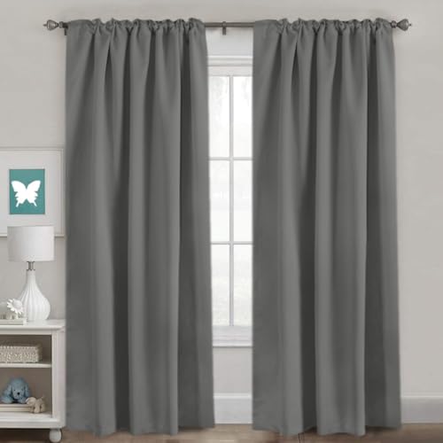 Image of H.VERSAILTEX Blackout Curtains Thermal Insulated Window Treatment Panels Room Darkening Blackout Drapes for Living Room Back Tab /Rod Pocket Bedroom Draperies, 52 x 84 Inch, Bluish Gray, 2 Panels