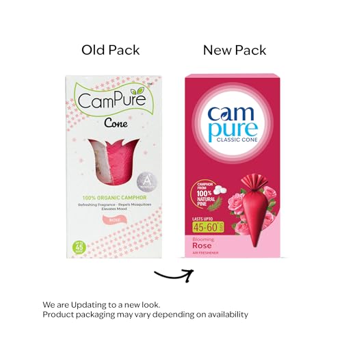 Image of CamPure Camphor Cone (Rose) Pack Of 8-100% Organic | Air Freshener For Car, Wardrobe, Office Cabin's, Drawers, Travel Bag & Bathroom