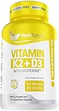 Immune System Support Vitamin K2 (MK7) with D3 5000 Iu Supplement with Bioperine (Black Pepper) 120...