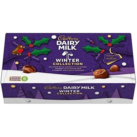 Cadbury Dairy Milk Winter Collection 232g - Christmas Chocolate Mini Hamper For Kids & Adults - Includes Little Robins, Daim & Hazelnut Chocolate - Secret Santa, Christmas Eve Box Filler Cover