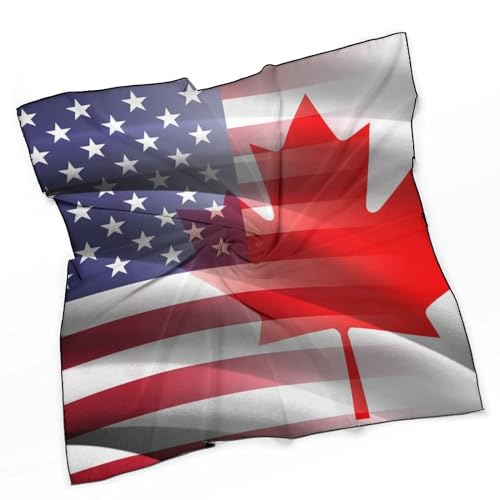U.S and Canada Flag Bandanas for Women Satin Silk Head Scarf Multipurpose Square Scarves Clothing Accessories3