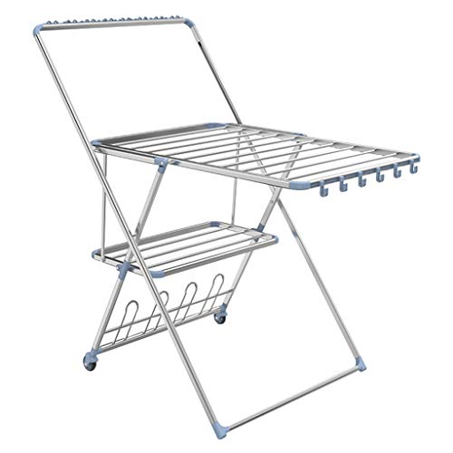 Tendedero de Ropa Plegable de aleación de Aluminio para Interiores, Percha pequeña Simple, Plegable en 1 Segundo, Gran Capacidad con Ruedas, tendedero Potente