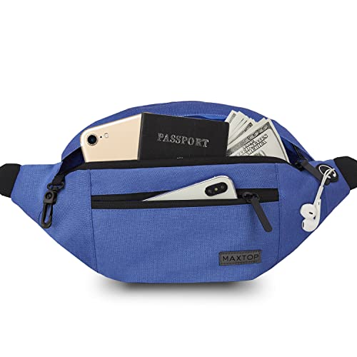 Image of MAXTOP Large Crossbody Fanny Pack Belt Bag for Women Men with 4-Zipper Pockets Gifts for Enjoy Sports Yoga Festival Workout Traveling Running Hands-Free Wallets Waist Pack Phone Bag Fits All Phones