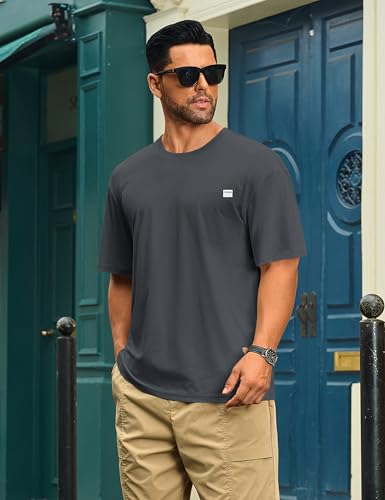 Cotrasen Men's T-Shirts Short Sleeve Crew Neck Cotton Pocket Tee Shirts UPF 50+ Casual Drop Shoulder Loose Fit Tshirts3