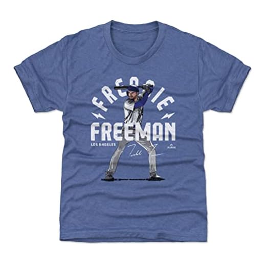 Freddie Freeman Youth Shirt (Kids Shirt, 10-12Y Large, Tri Royal) - Freddie Freeman Los Angeles D Arc WHT