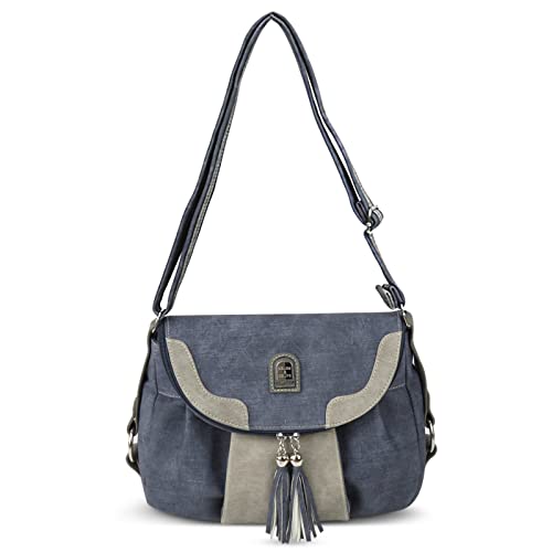 Borsa a Tracolla da Donna Moda da Blu Denim Stile di Design a Viaggio Casuale Shopping Crossbody Bag Regolabile Blu A