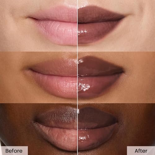 Image of FeiCuiYun Lip Tinted Glowy Balm Hydrating Tinted Lip Serum Lip Gloss, Ultra-Hydrating Natural Vegan Lip Balm, Sheer-Tinted Shine & Hydration, Soothes & Softens Dry Lips Skincare (Dark Brown)