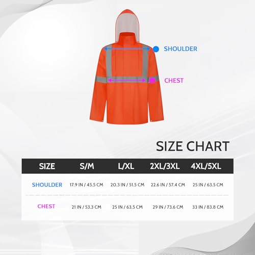 Image of TCCFCCT High Visibility Rain Gear for Men Waterproof High Vis Rain Jacket, Class 3 Hi Vis Rain Coat for Men with Hood, Lightweight Rain Suits for Mens Outdoor Activities, 4XL-5XL Orange NP