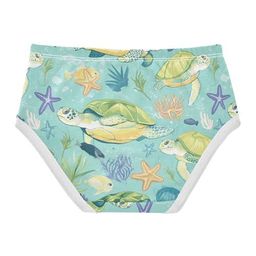 Wusikd Sea Turtle Girls' Underwear Cotton Tropical Fish Girls Briefs Soft Toddler Underwear 2T2