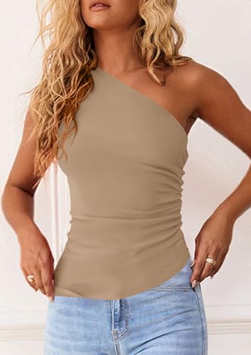 Image of PRETTYGARDEN One Shoulder Summer Tops for Women