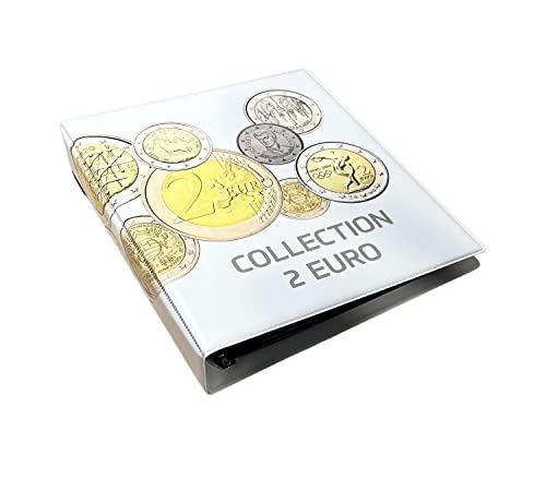 SCHULZ Münzalbum für 200 Münzen Für 2 Euro Kunstleder 10 Blätter mit 35x40 mm Fächern Münzsammlung Aufbewahrung.