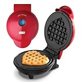 Dash DMW001HR Mini Maker Machine Shaped Individual Waffles, Paninis, Hash browns, Other On The Go Breakfast, Lunch, or Snacks, Heart Red