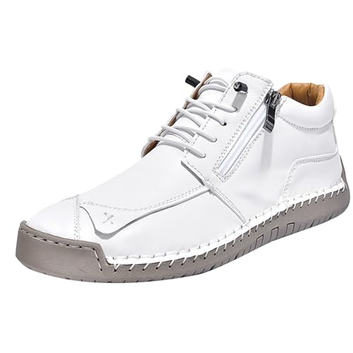 Bottes mi-hautes décontractées pour homme en similicuir à lacets avec zip