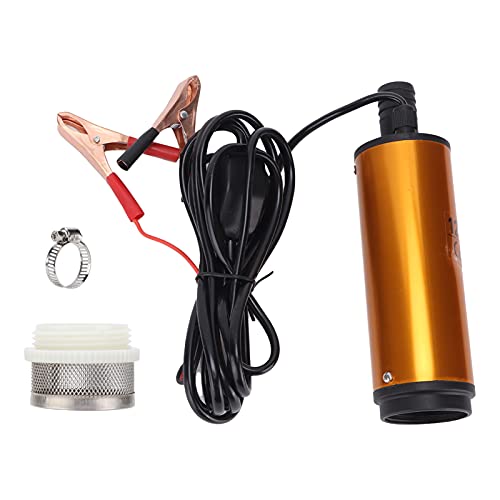 Taidda Pompe Submersible électrique Compacte Portable 12 V 51 Mm DC 30 L/min pour Pompe de Transfert de Carburant D'eau de Kérosène pour Véhicules en Alliage D'aluminium Orange 2,01"