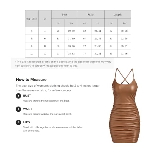 Zaful Women's Summer Adjustable Spaghetti Halter Neck Cross Mini Slip Dress Cami Dresswedding Guest Dresses (Coffee L) #TOP5
