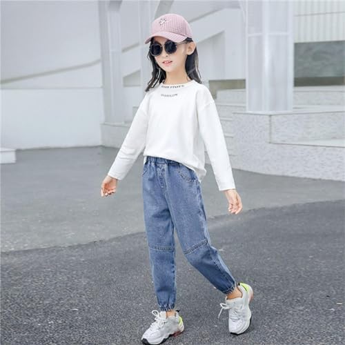 Preppy Clothes for Girls Flared Jeans Solid Casual Elastic Waist Slim Denim Pants Hip Hop Youth Clothes Kids Girls 10-122
