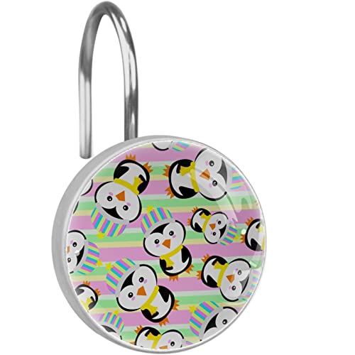 Crochets de rideau de douche pingouin en acier inoxydable x12 - 2