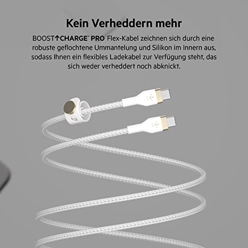 Belkin BoostCharge Pro Flex geflochtenes USB-C/USB-C-Ladekabel, USB-IF-zertifiziert zum Schnellladen mit Power Delivery PD, iPhone 16… – Ansicht 4