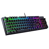 Redragon K551-N Mechanical Gaming Keyboard with Clicky Cherry MX Blue Switches Equivalent Steel Aluminum Series Vara 104 Keys Wired Computer Keyboard for Windows PC Games (Black Not Backlit)