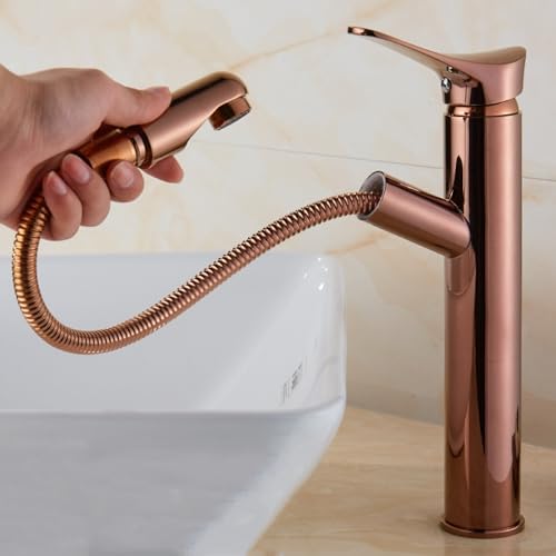 Rubinetto telescopico estraibile in rame monoforo per piscina calda e fredda, modello antichizzato