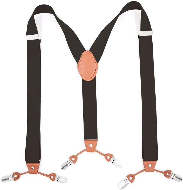 Men's Casual 6-Clip Suspenders Versatile Elastic Polyester Suspender for Adults