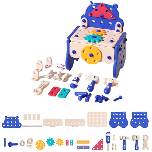 HippoAll inOneTool Hub DIY Montessori Tool Box Set, Diyative HippoAll inOneTool Hub DIY Montessori Tool Box Set, Montessori Hippo Tool Box Toy, Explore the Fun of Assembling (Blue60)