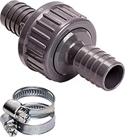 Rückschlagventil 21mm, Set mit 2 Schlauchschellen, für Wasser & Luft, sperrt Rückfluss von Abwasser aus Waschmaschine, 3/4 Zoll