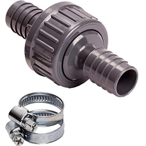 Pangaea Tech Rückschlagventil 21mm, Set mit 2 Schlauchschellen, für Wasser & Luft, sperrt Rückfluss von Abwasser aus Waschmaschine, 3/4 Zoll