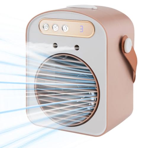 Enfriador de aire – 3 velocidades de refrigeración personal Mini nebulización AC | Tanque de agua de 500 ml Aire acondicionado portátil para el hogar, oficina, al aire libre, coche, camping, garaje