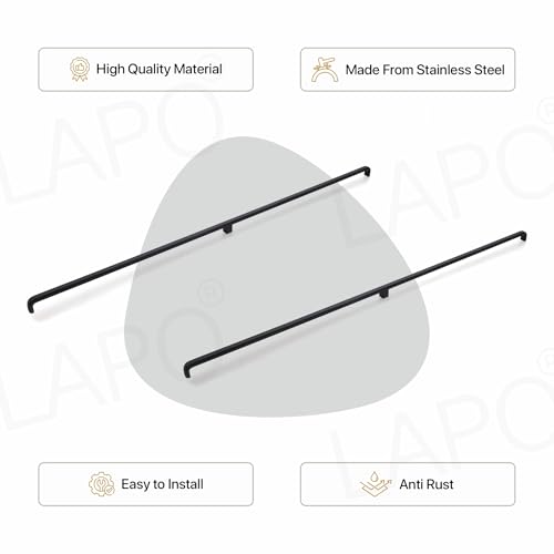 Image of LAPO 2 Piece Cabinet Handles for Drawer, Pulls for Almirah, 36 Inch Black Window Drawer for Kitchen, Wardrobe, Cupboard Furniture's (900mm, Black Finish, 3 Years Warranty)