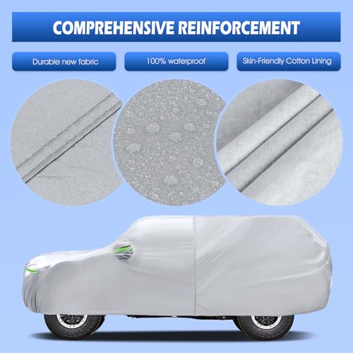 Image of Car Cover Fit for Ford Bronco 4 Door 2021-2026, Migaven Waterproof Full Exterior Cover Sun Rain Protection with Door Zipper and Cotton Lining, Silver
