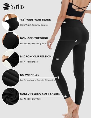 High Waisted Leggings for Women - Soft Athletic Tummy Control Pants for Running Cycling Yoga Workout - Reg & Plus Size