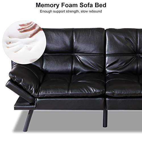 Maxspeed Futon Sofa Bed,Sleeper Memory Foam Sofa Bed Couch，Futon Convertible Sofa Bed Small Couch，Sofa Couch For Living Room Apartment Office.(Black)… #TOP4
