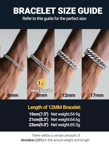 Image of PROSTEEL Bracelets for Men Cuban Link Mens Bracelet Stainless Steel, 14K Gold Plated /Silver /Black, 6 /8 /12 /17mm Width, 7.5 inch /8.3 inch /9 inch Length with Gift Box