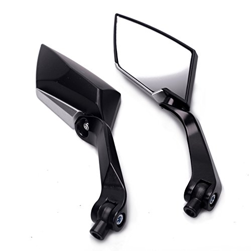 Frenshion Universal Rearview Mirror 8/10mm Diamond Motorcycle Rearview Mirrors For Street Bike Sport Bike Scooter Cruiser Black Black