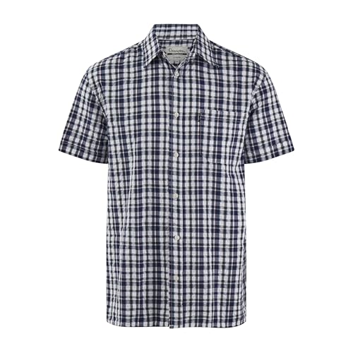 Champion Check Shirt Short Sleeve Chest Pocket Seersucker Mens M-5XL Croyde (UK, Alpha, 4XL, Regular, Regular, Green)