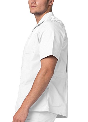 Adar Universal Scrubs for Men - Zippered Short Sleeved Scrub Jacket - 607 - White - M