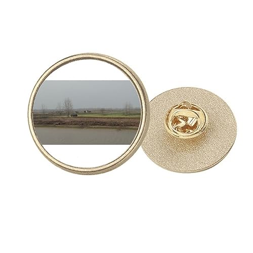 Broche ronde en métal doré automne paysages M pour valoriser vos séances photo