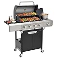 EUHOME Upgraded 51,000 BTU Stainless Steel Burner Barbecue Grill, 4 Burner BBQ Propane Gas Grill with Side Burner, 452 sq.in Cooking Area with Porcelain for Patio, Camping, Outdoor Cooking